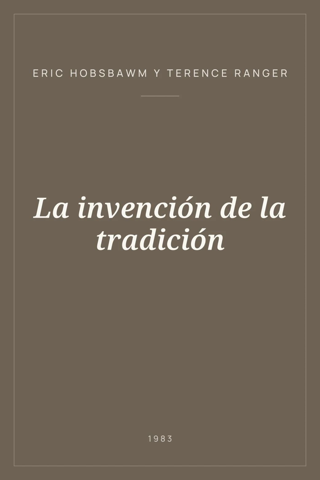 Portada de La invención de la tradición