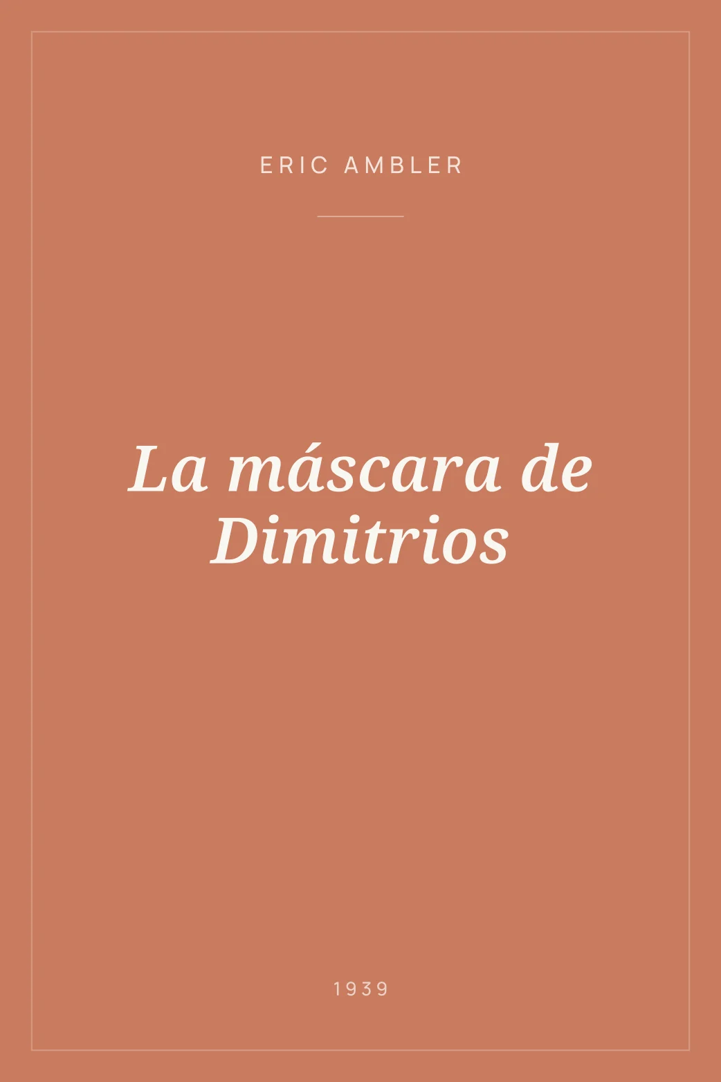 Portada de La máscara de Dimitrios