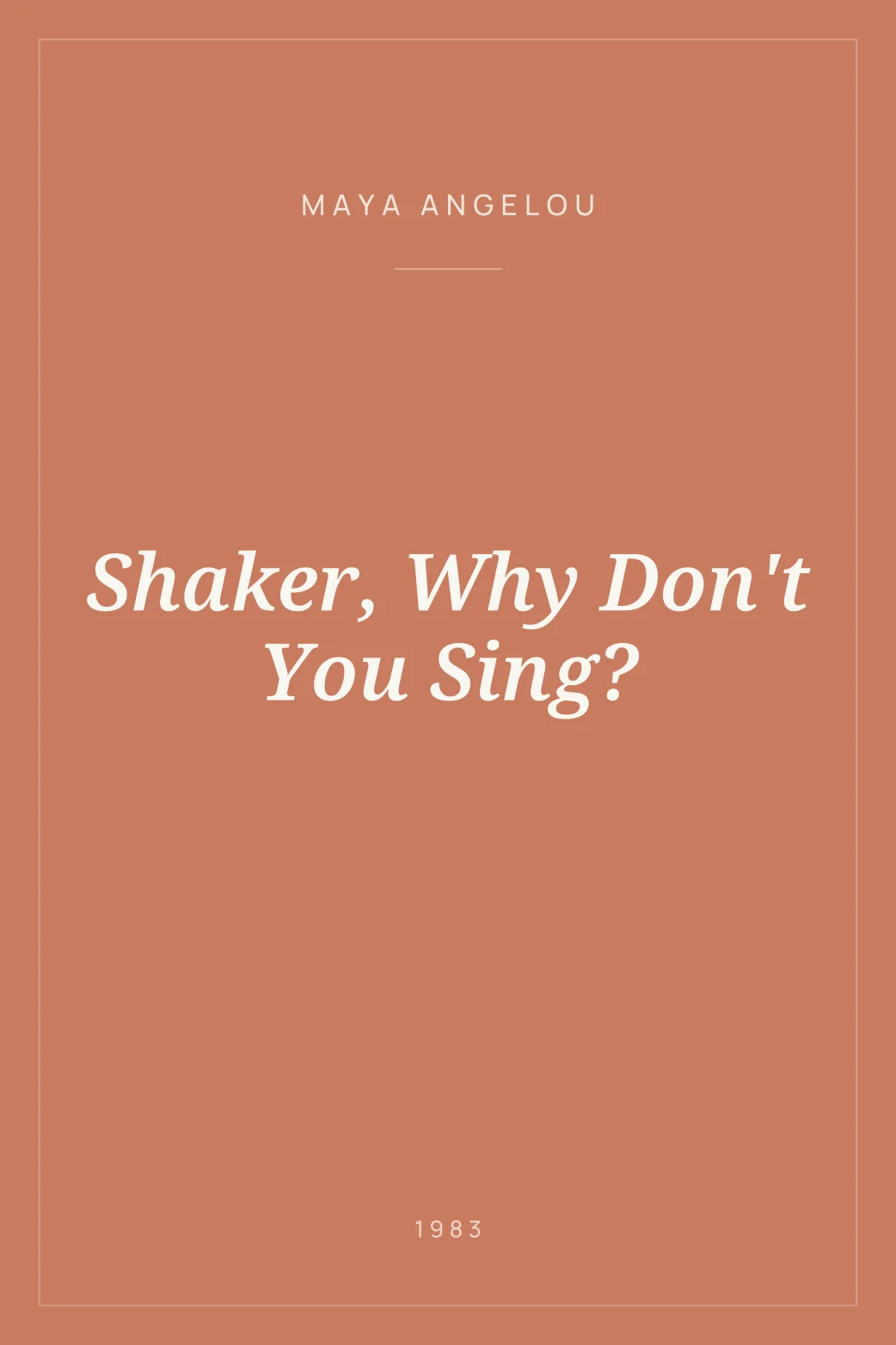 Portada de Shaker, Why Don't You Sing?