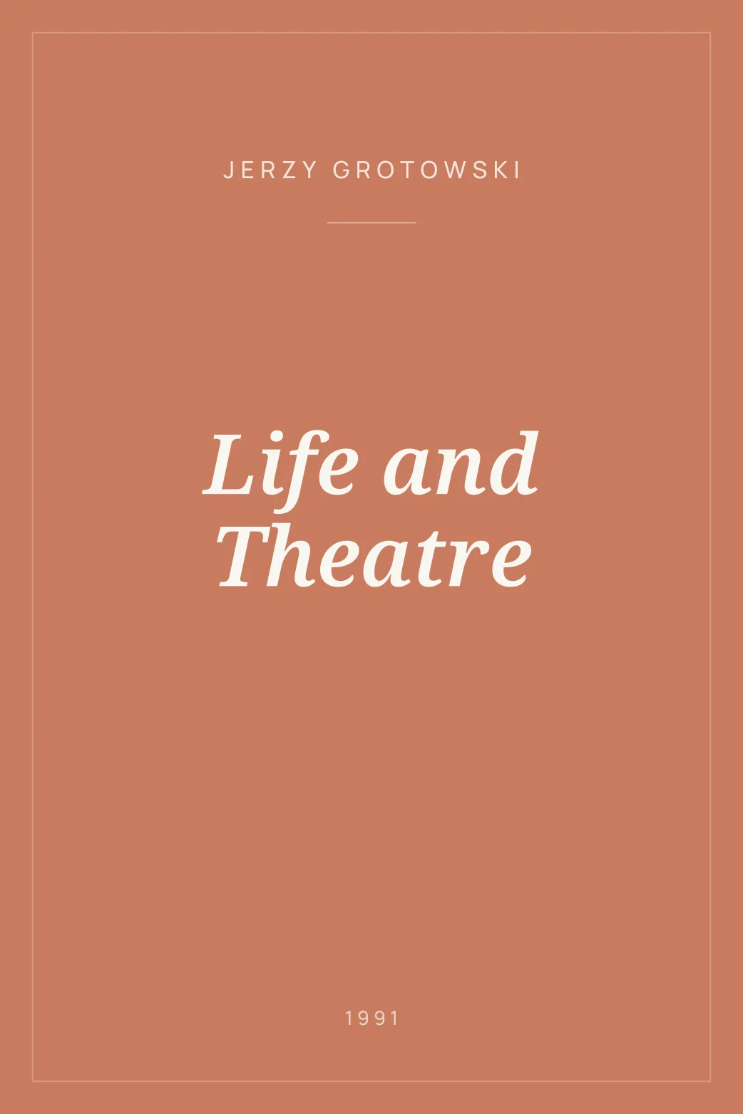 Portada de Life and Theatre