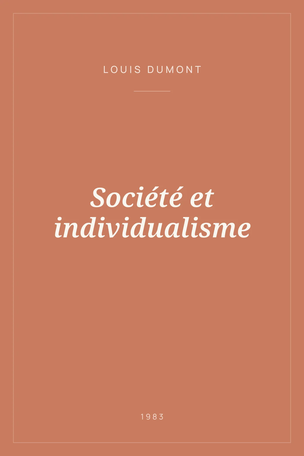 Portada de Société et individualisme