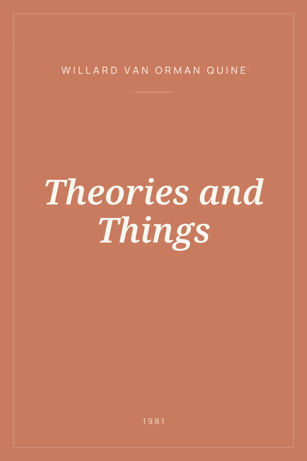 Portada de Theories and Things