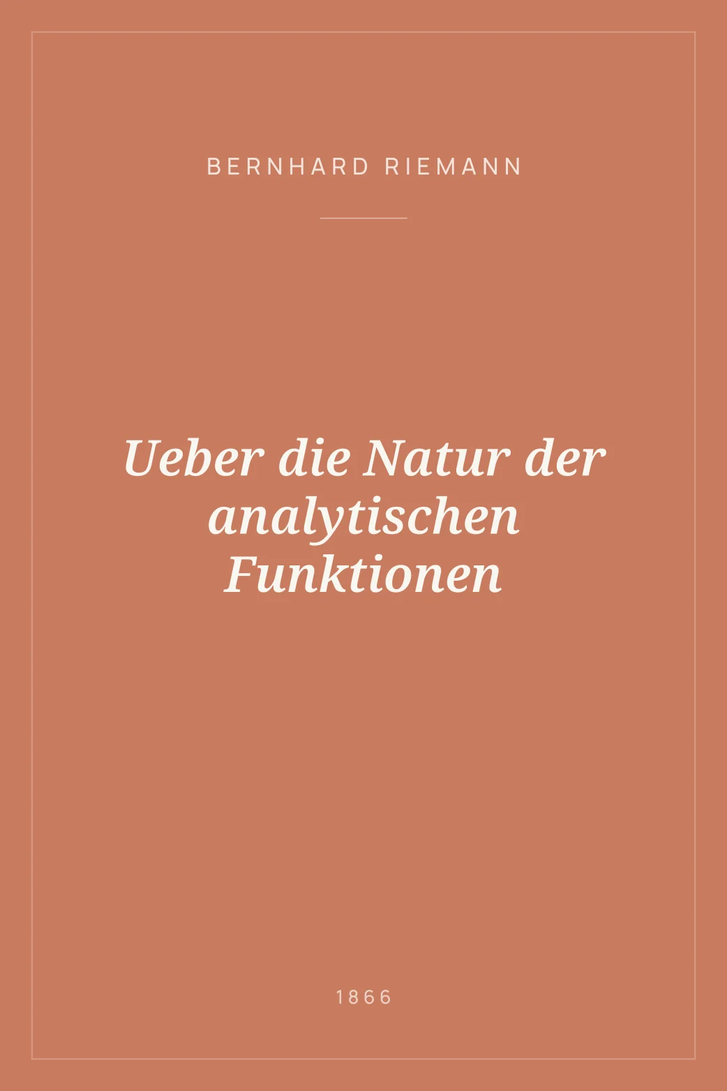 Portada de Ueber die Natur der analytischen Funktionen