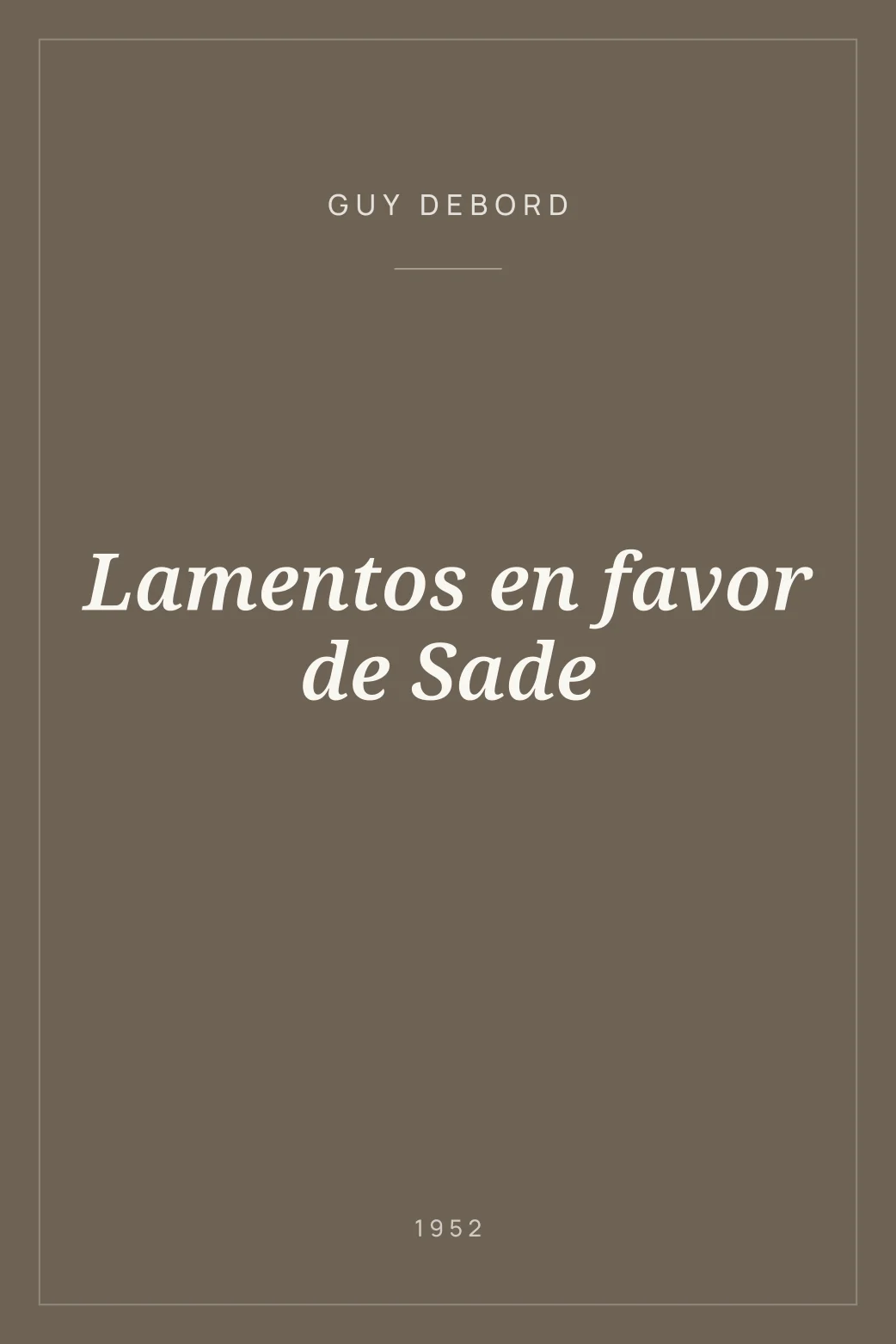 Portada de Lamentos en favor de Sade