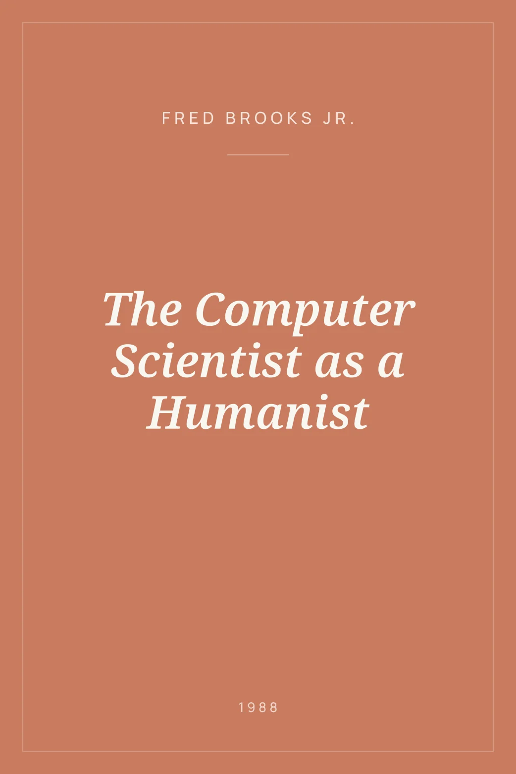 Portada de The Computer Scientist as a Humanist