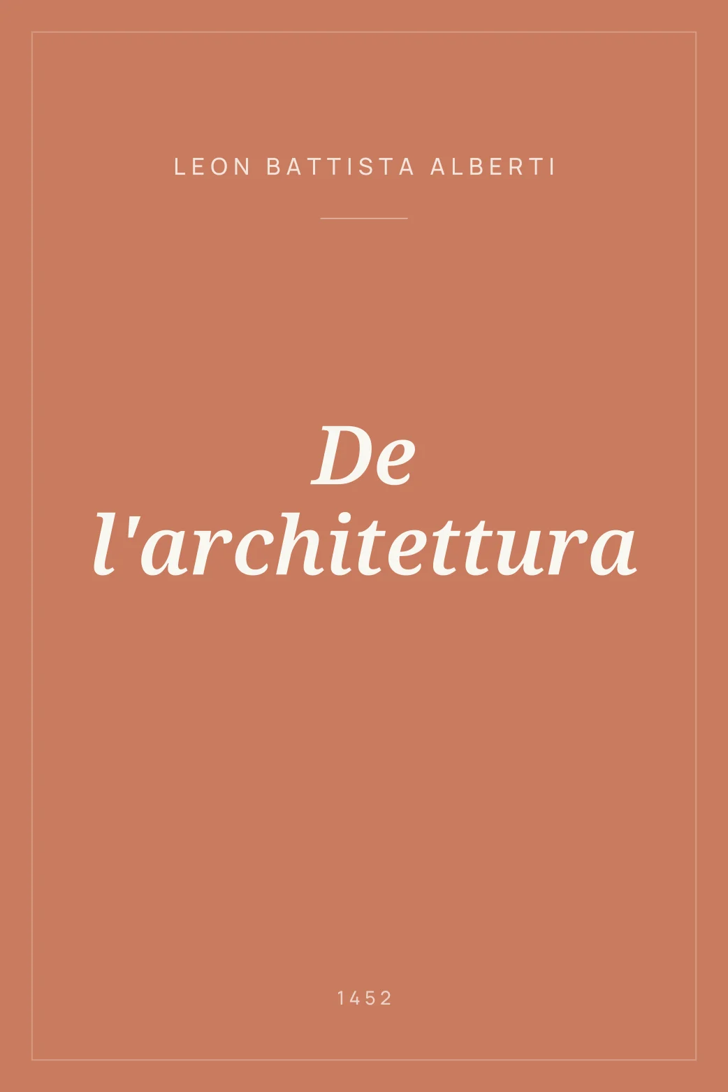 Portada de De l'architettura