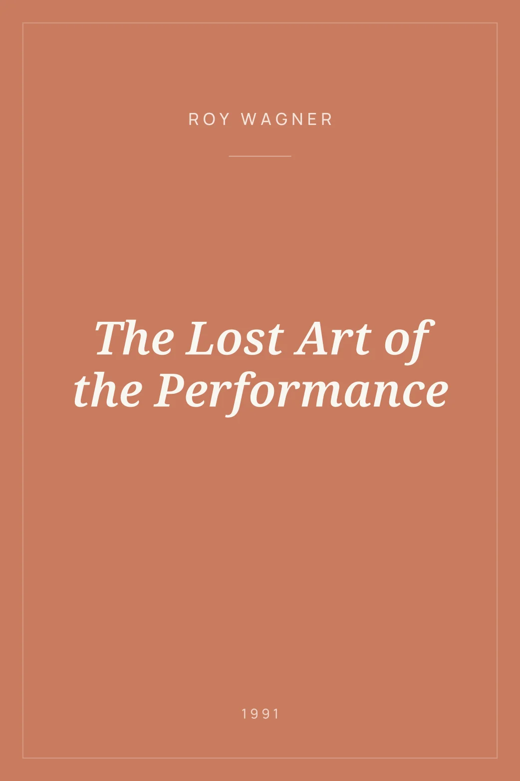 Portada de The Lost Art of the Performance