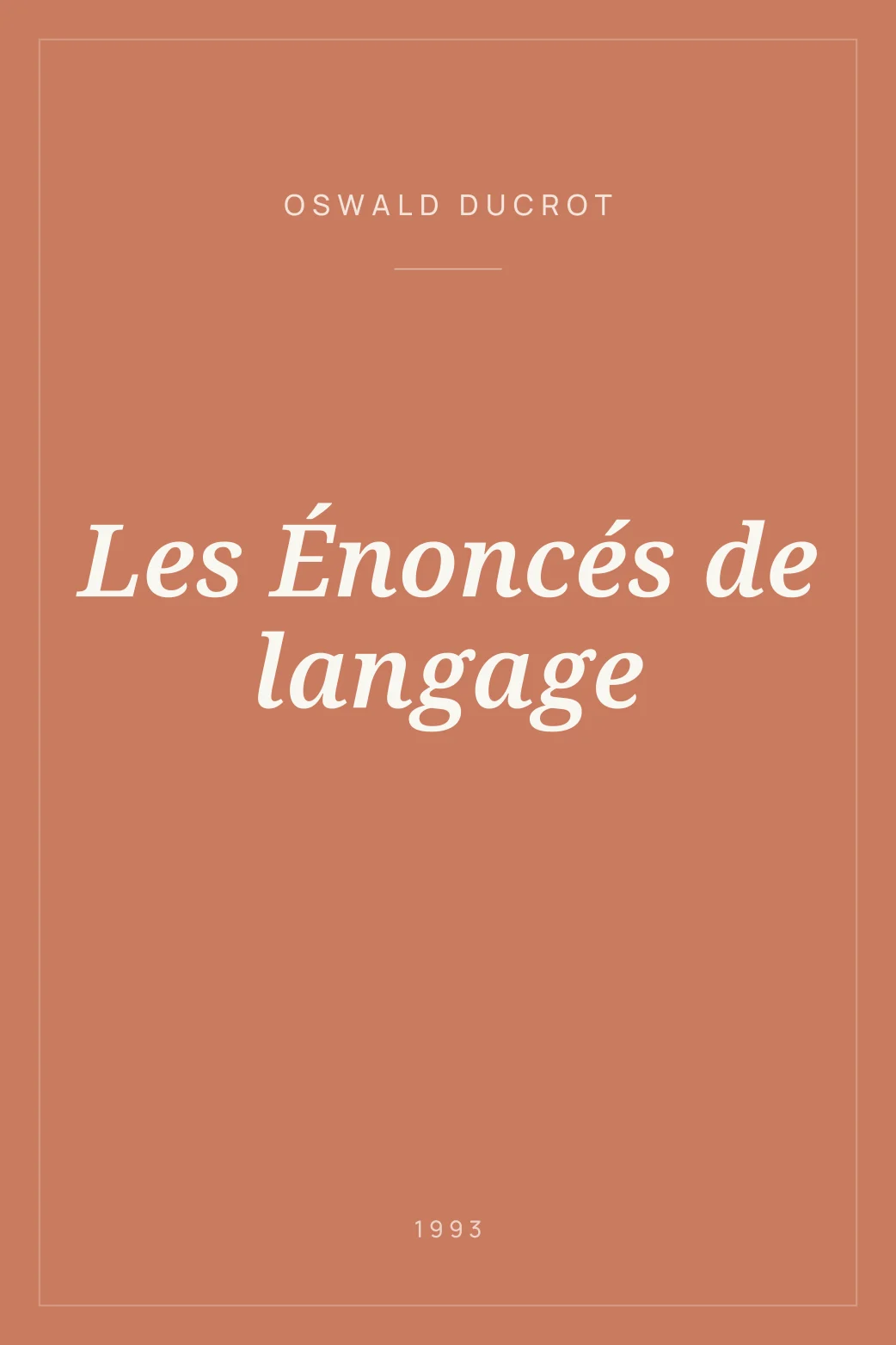 Portada de Les Énoncés de langage