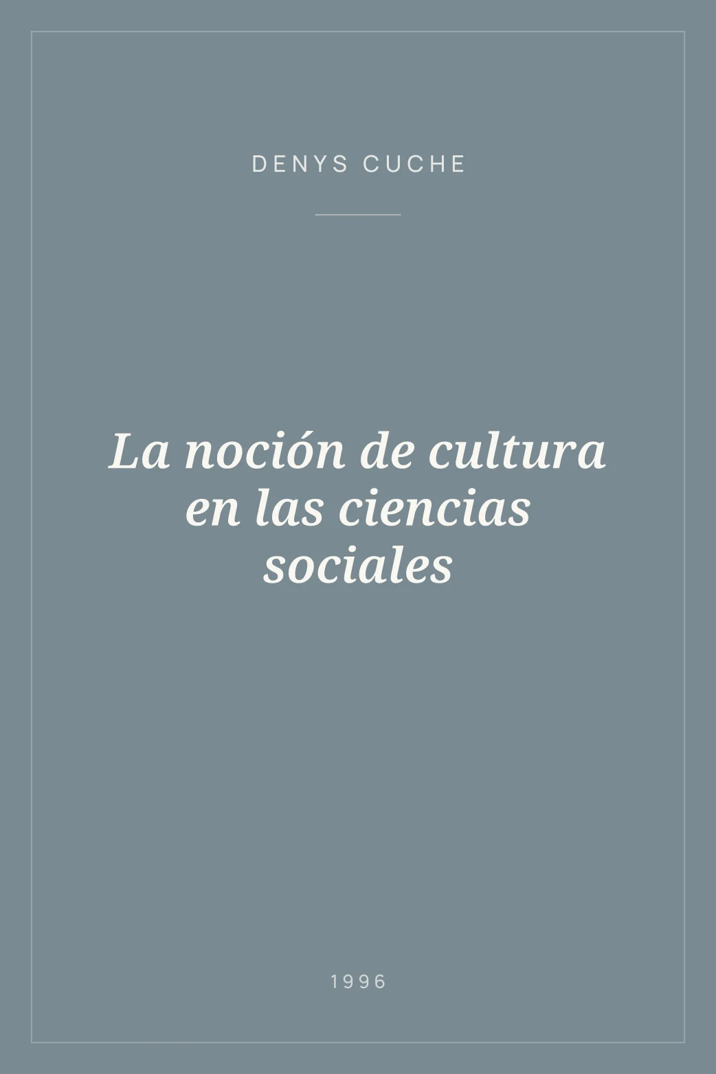 Portada de La noción de cultura en las ciencias sociales