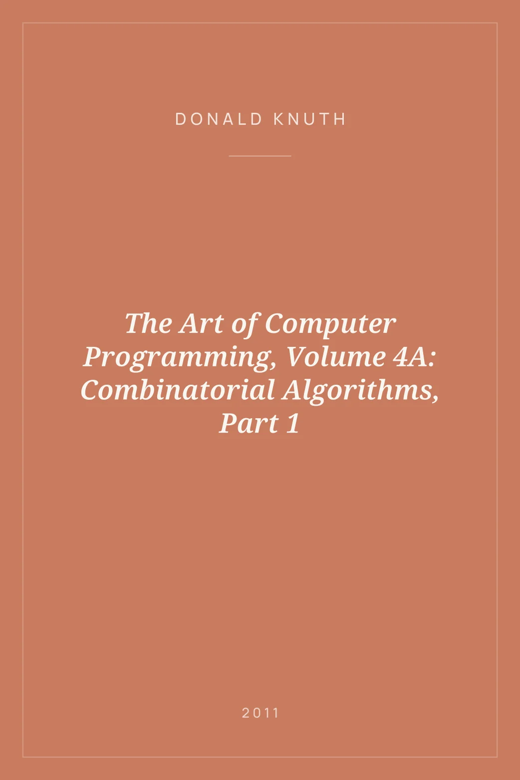Portada de The Art of Computer Programming, Volume 4A: Combinatorial Algorithms, Part 1