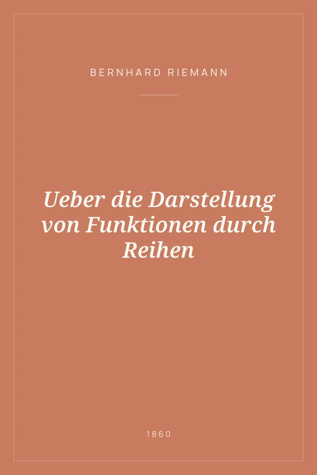 Portada de Ueber die Darstellung von Funktionen durch Reihen