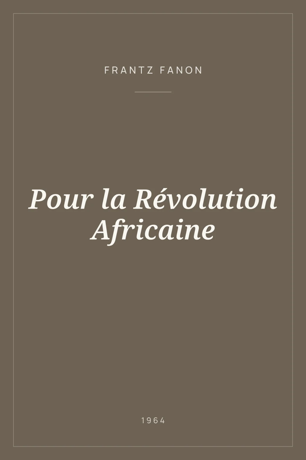 Portada de Pour la Révolution Africaine