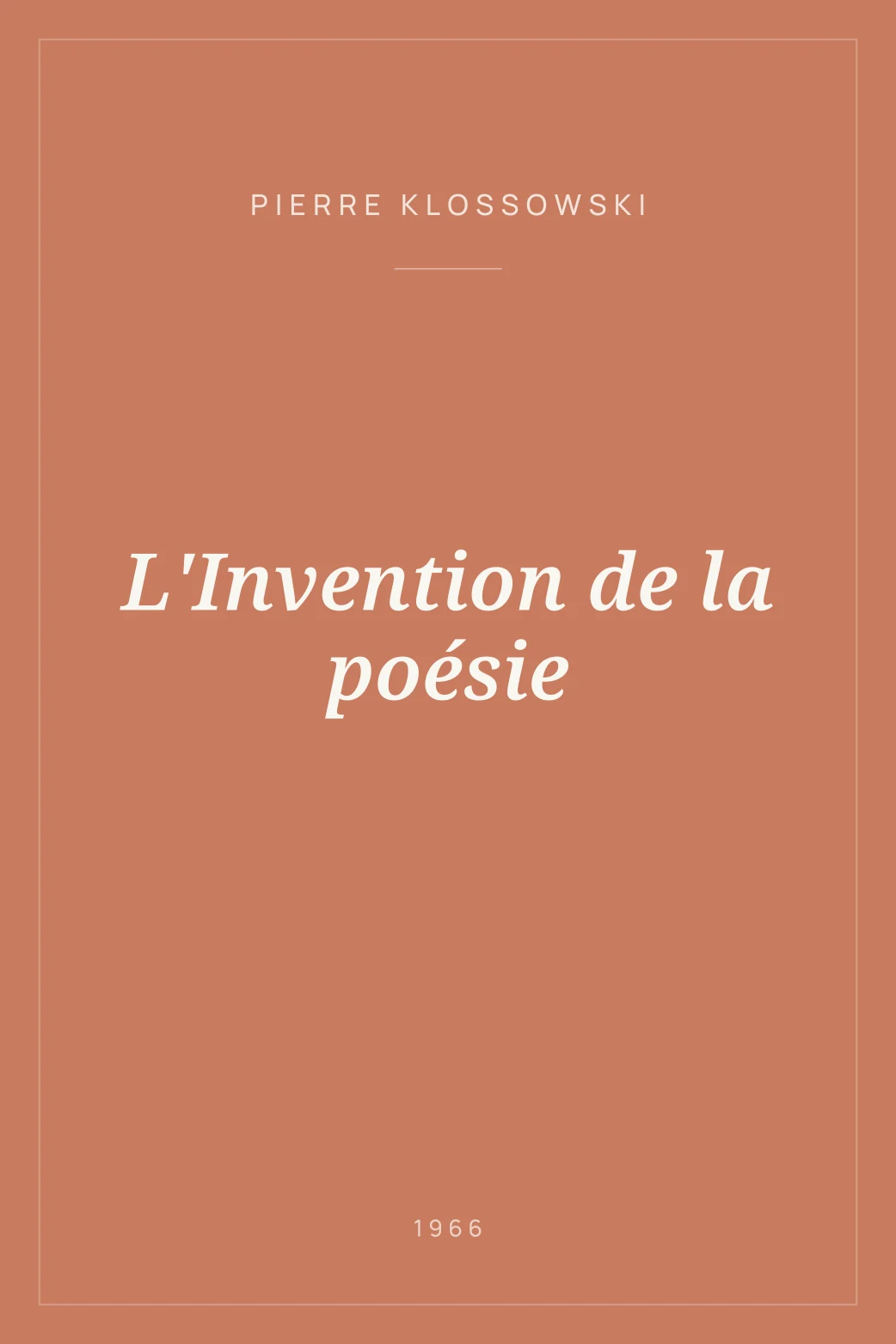 Portada de L'Invention de la poésie