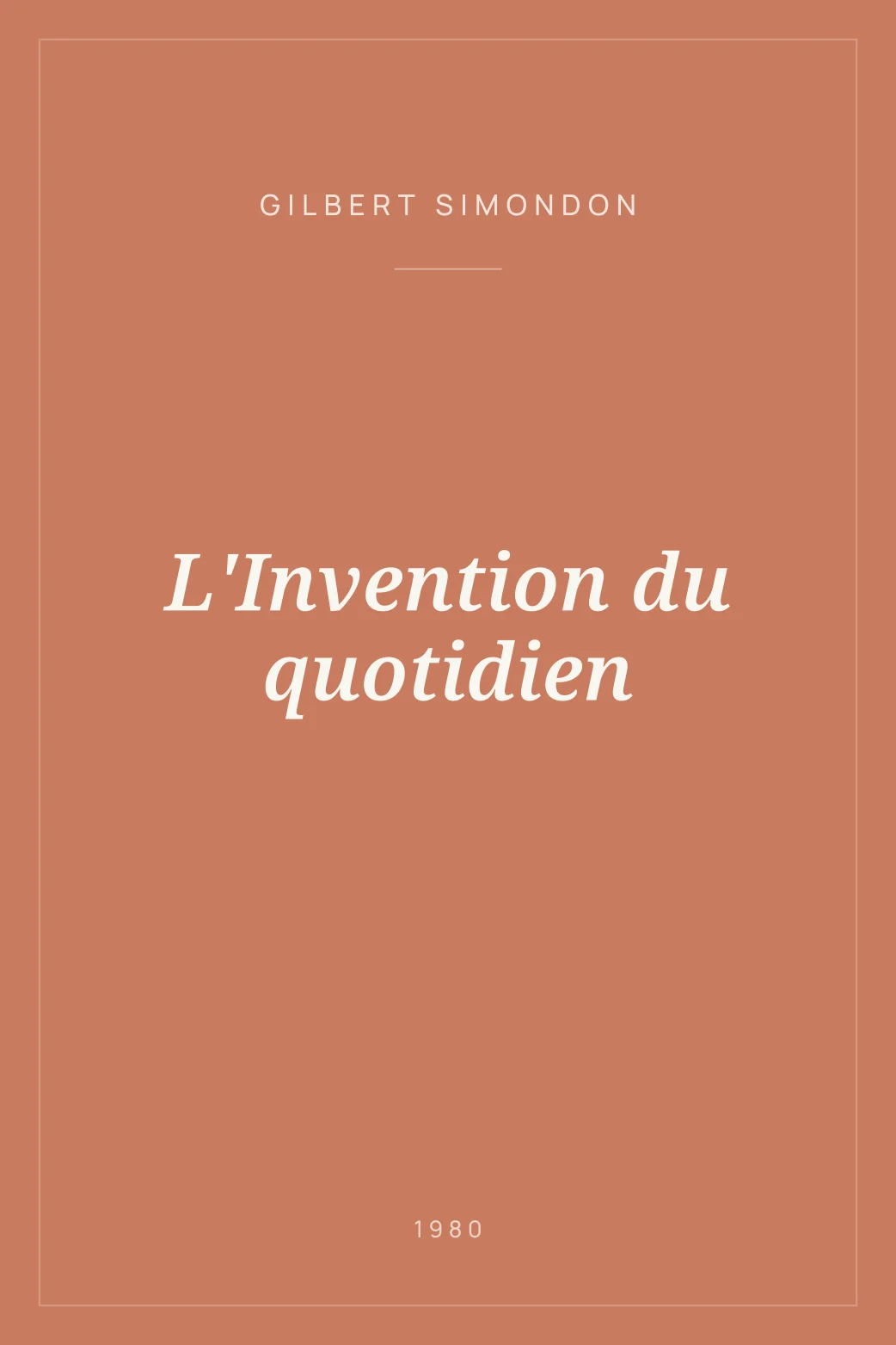 Portada de L'Invention du quotidien