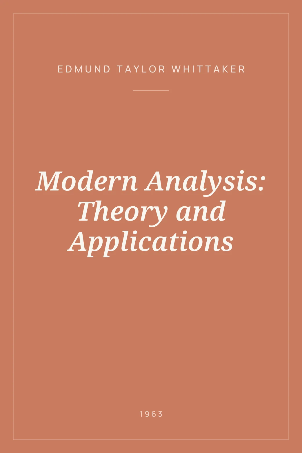 Portada de Modern Analysis: Theory and Applications