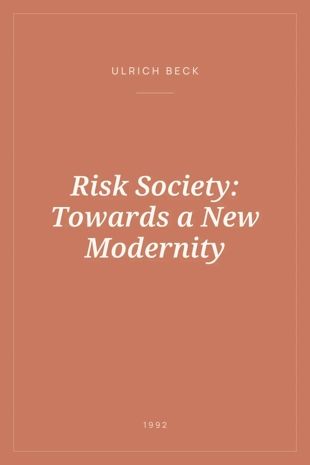 Portada de Risk Society: Towards a New Modernity