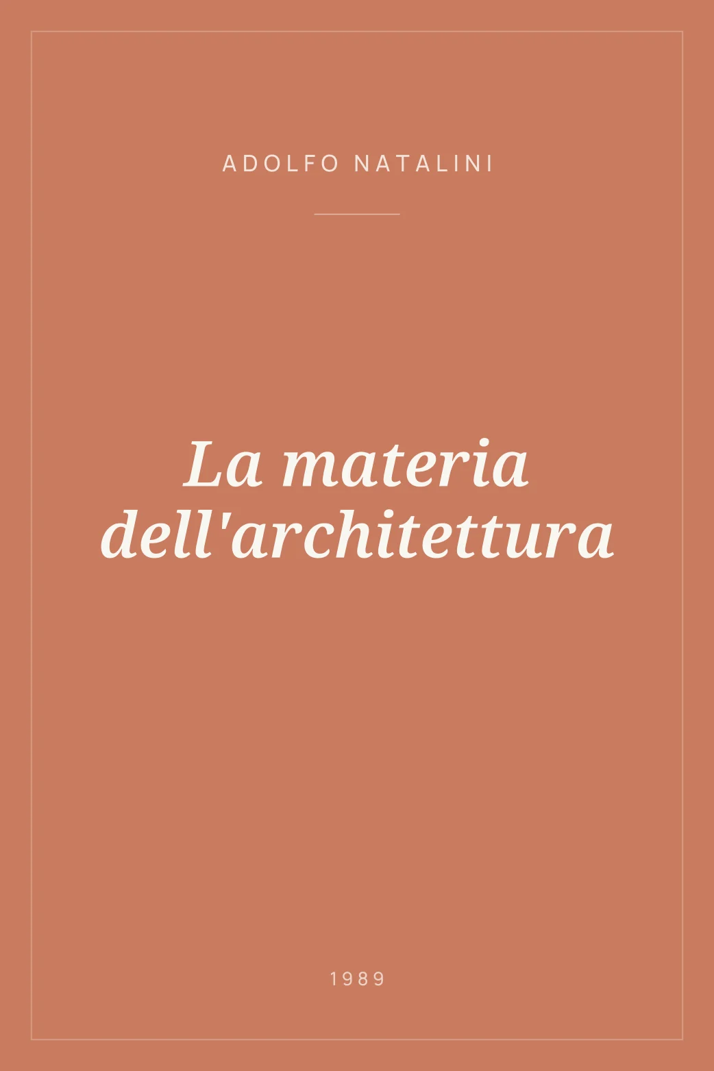 Portada de La materia dell'architettura