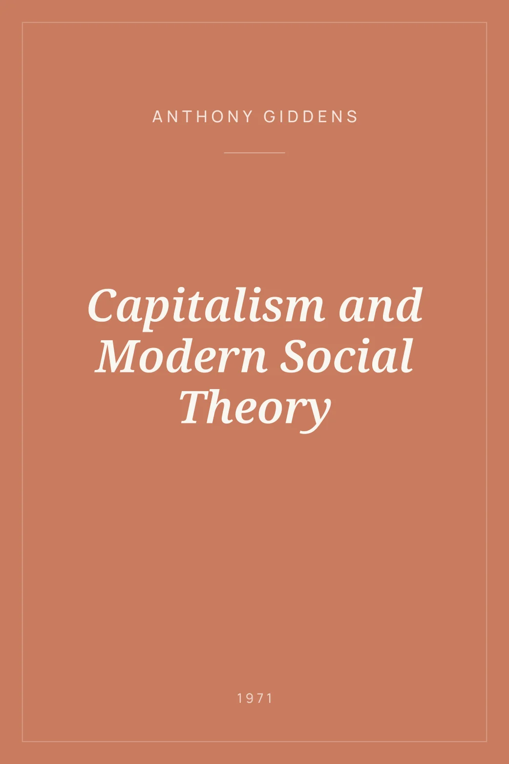 Portada de Capitalism and Modern Social Theory