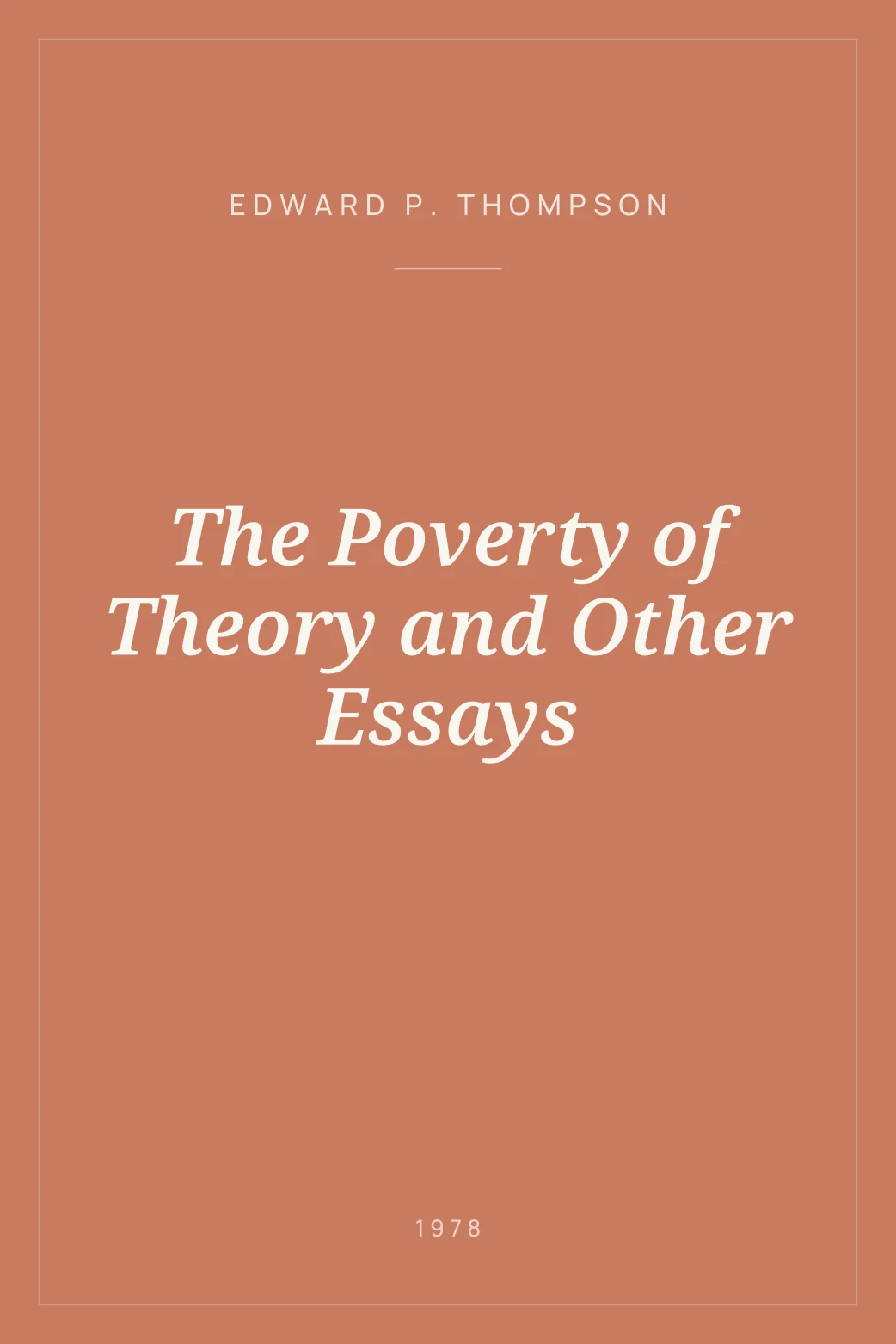 Portada de The Poverty of Theory and Other Essays