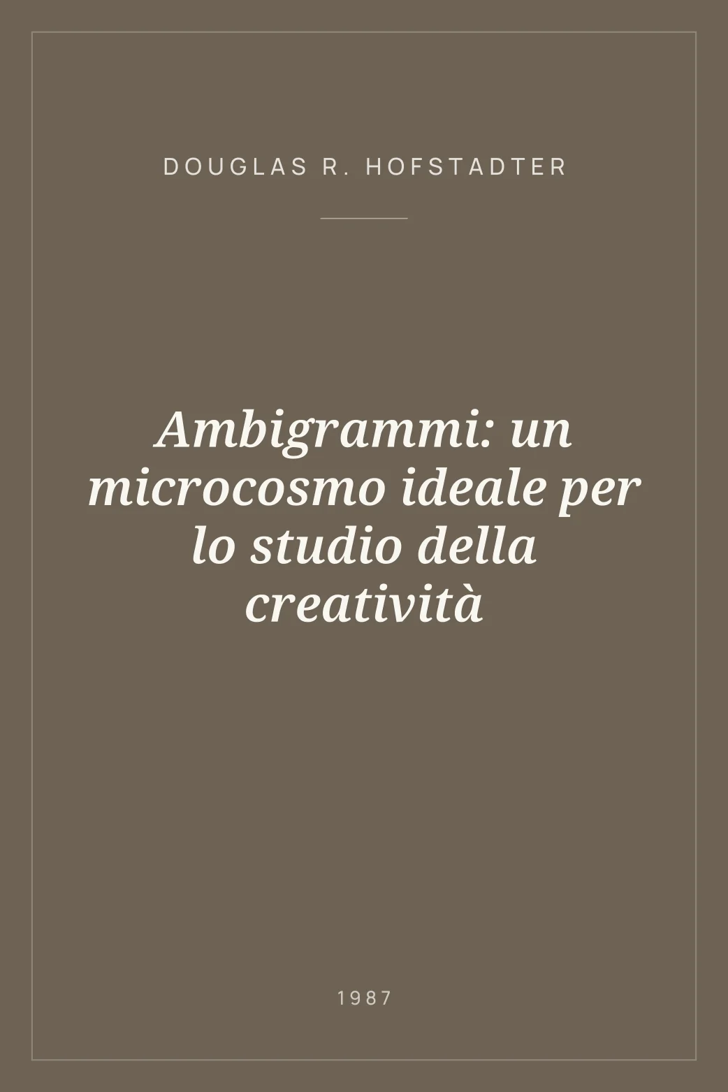 Portada de Ambigrammi: un microcosmo ideale per lo studio della creatività
