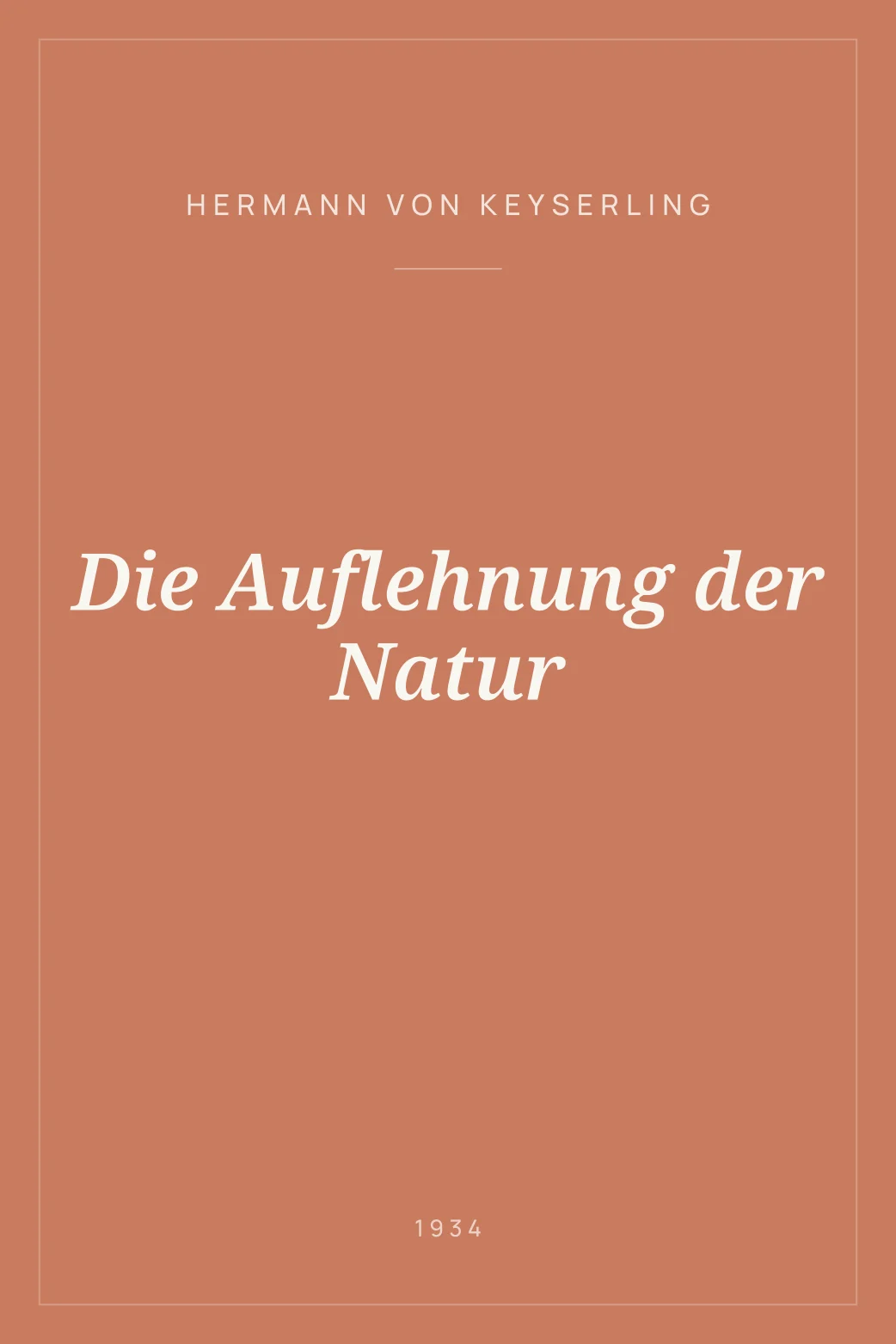 Portada de Die Auflehnung der Natur