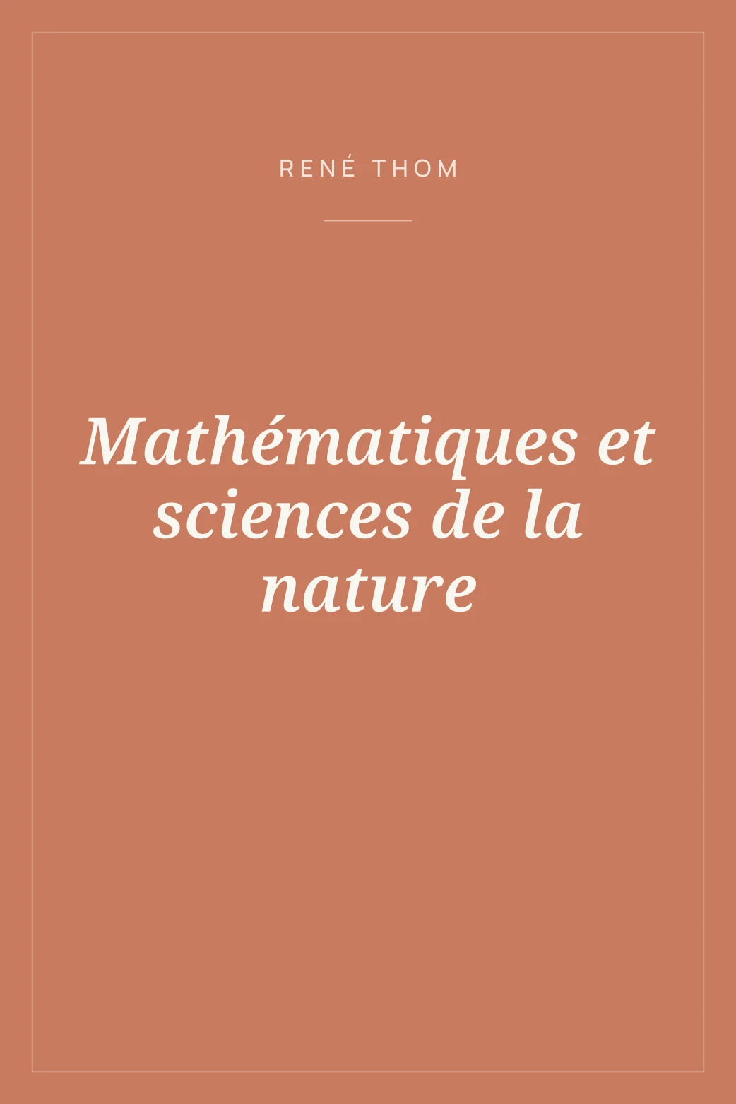 Portada de Mathématiques et sciences de la nature