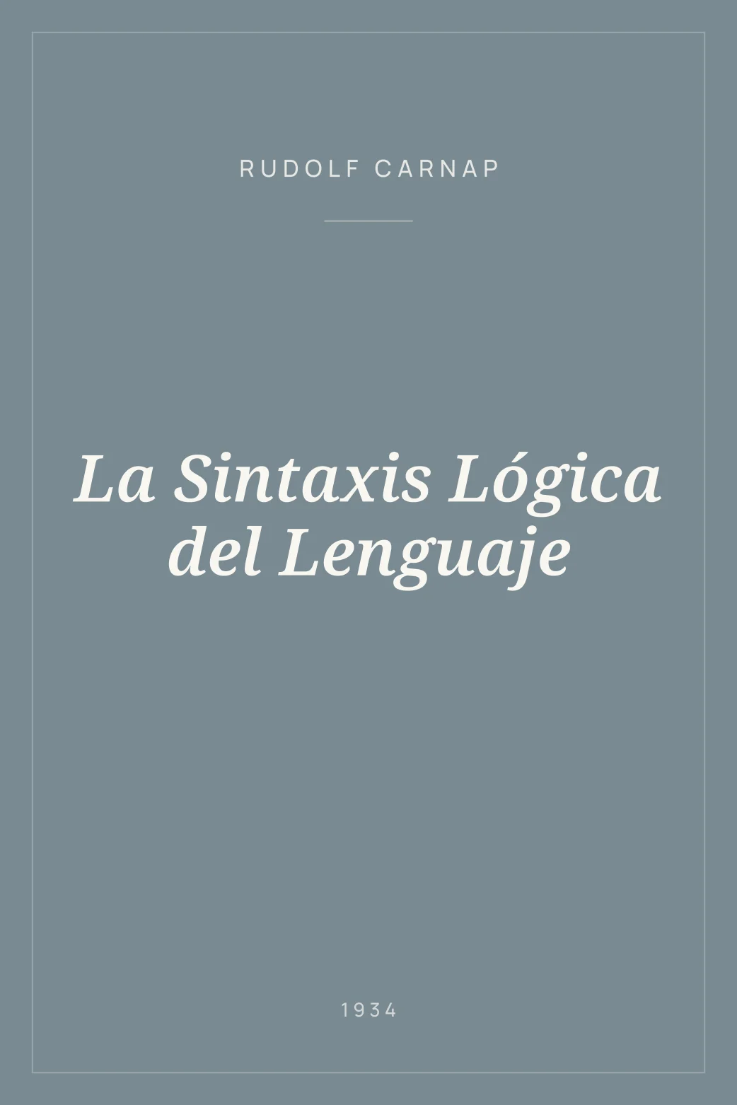 Portada de La Sintaxis Lógica del Lenguaje