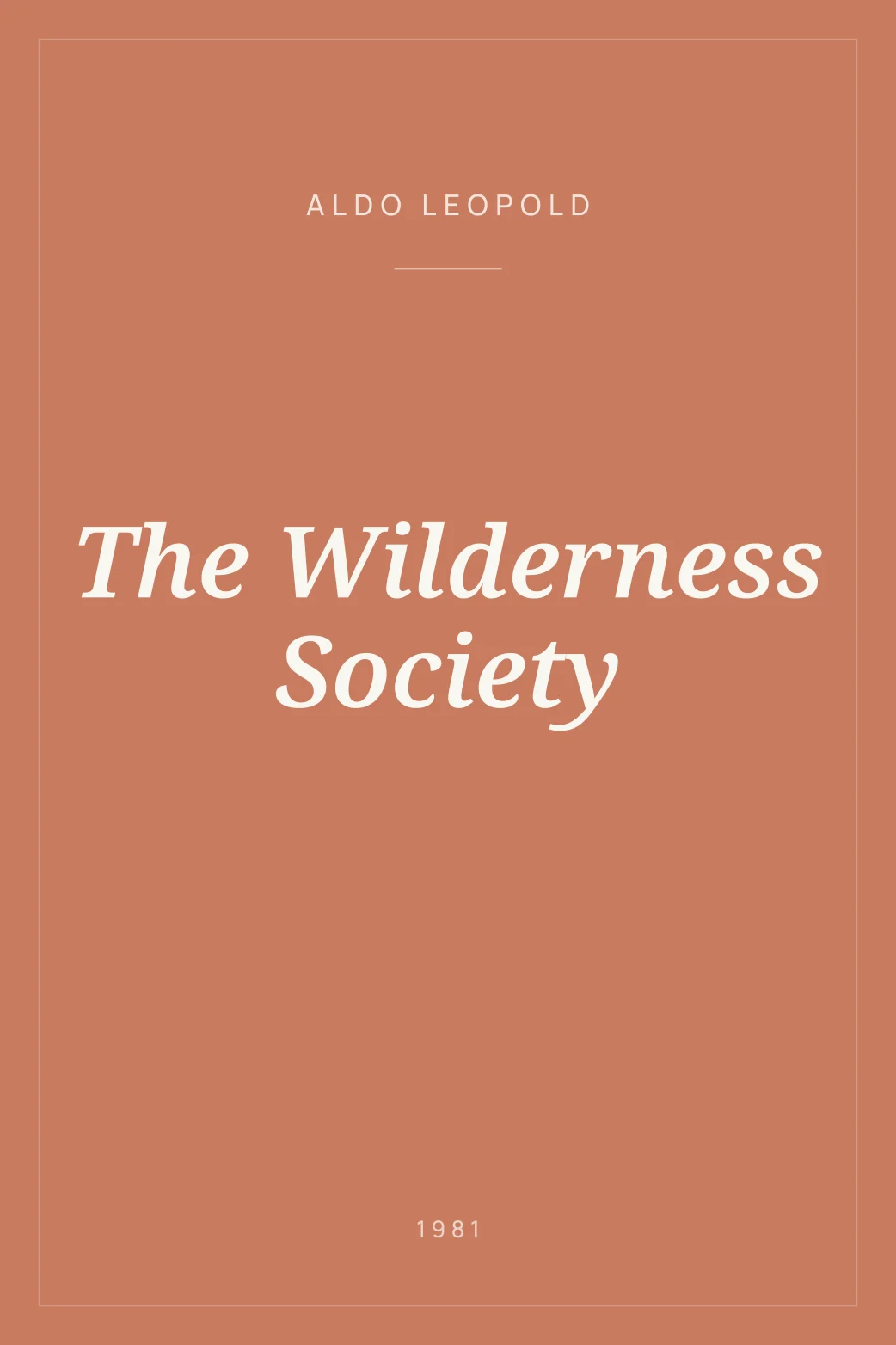 Portada de The Wilderness Society