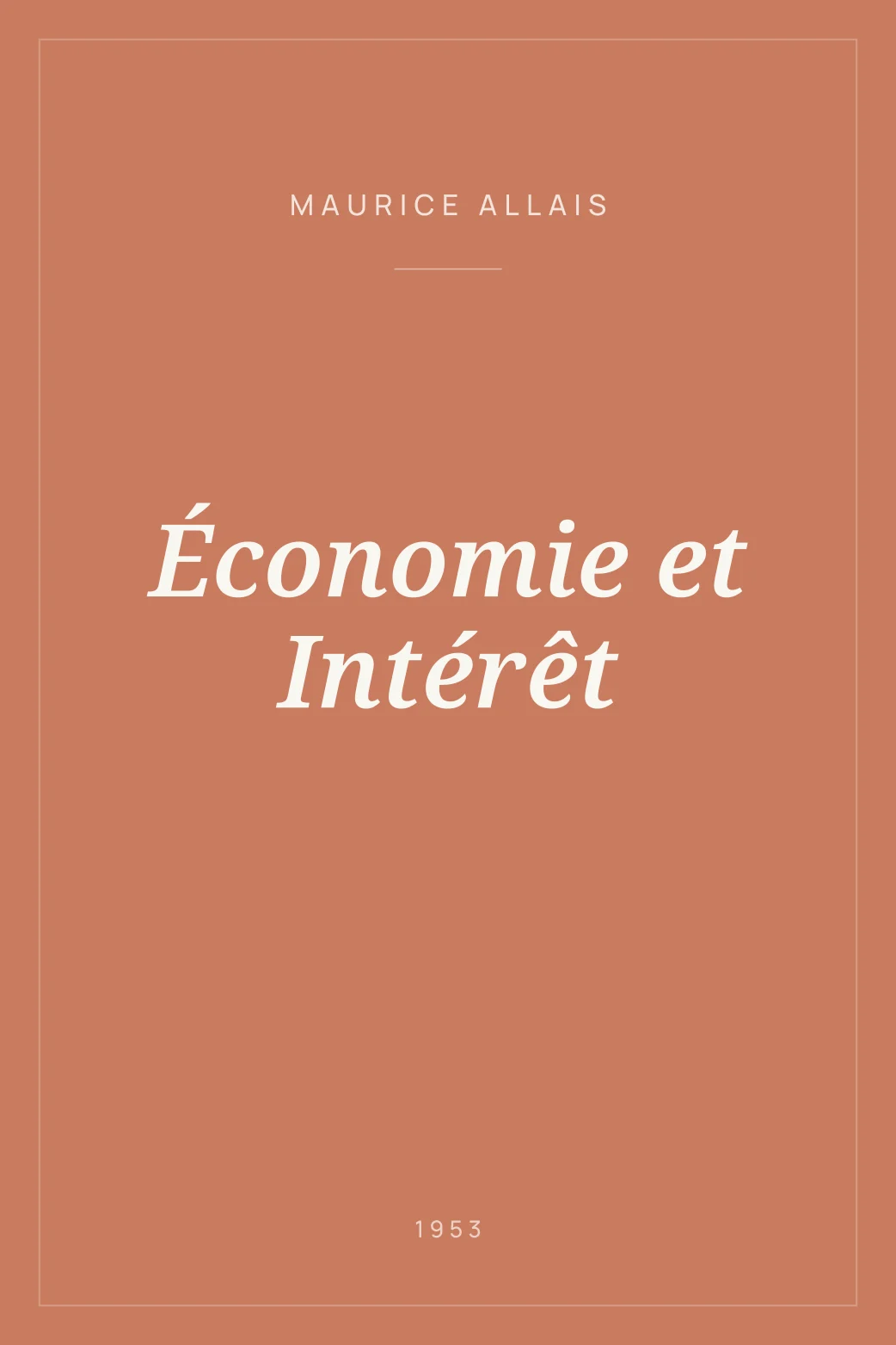 Portada de Économie et Intérêt