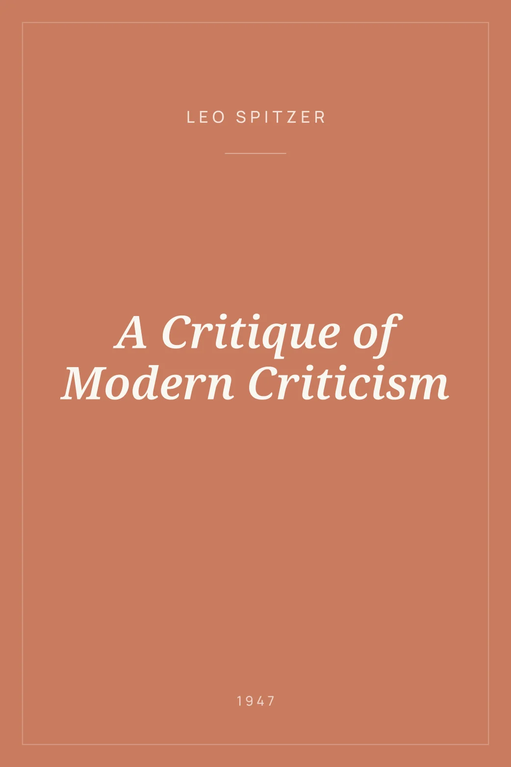 Portada de A Critique of Modern Criticism