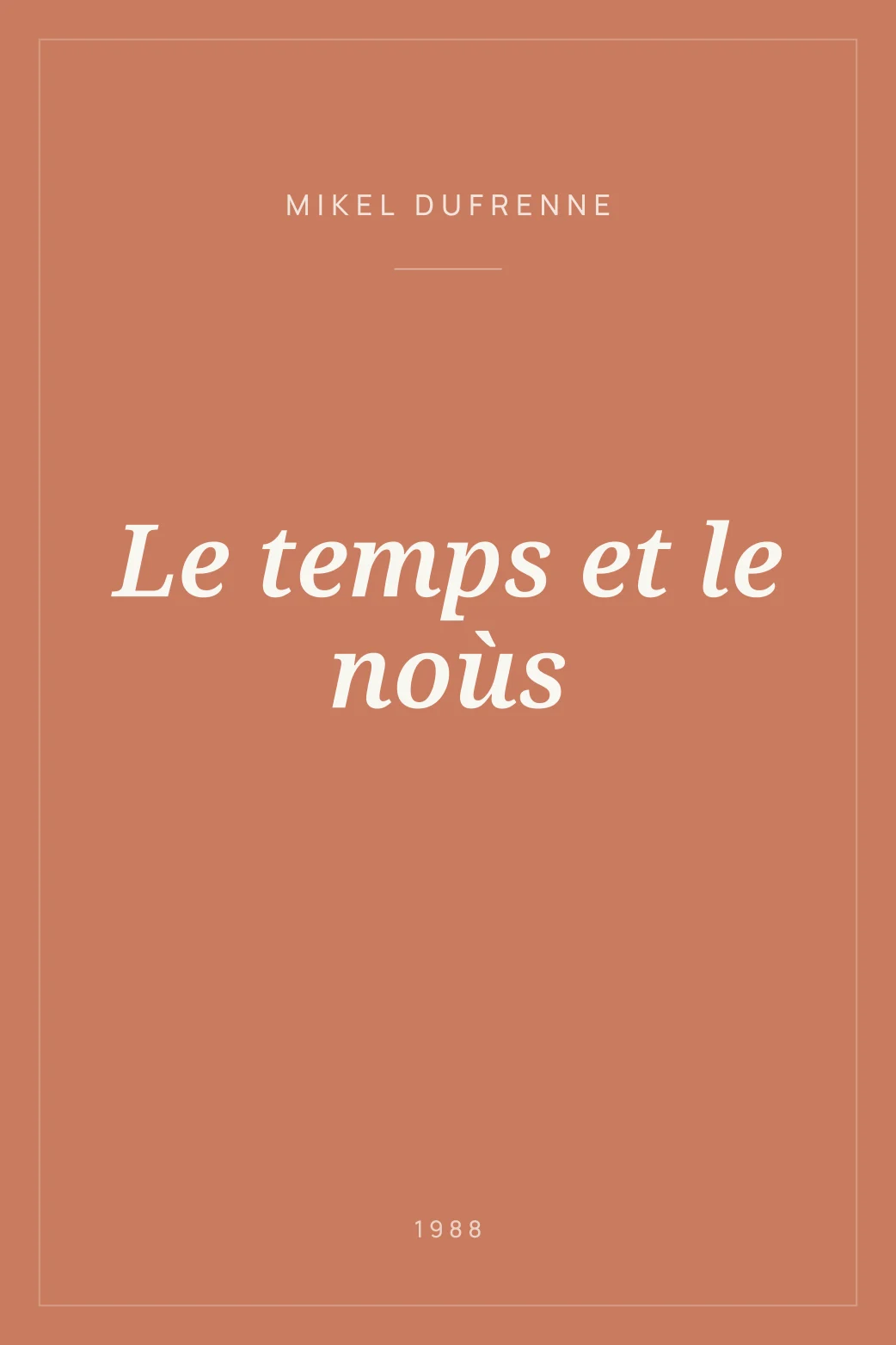 Portada de Le temps et le noùs