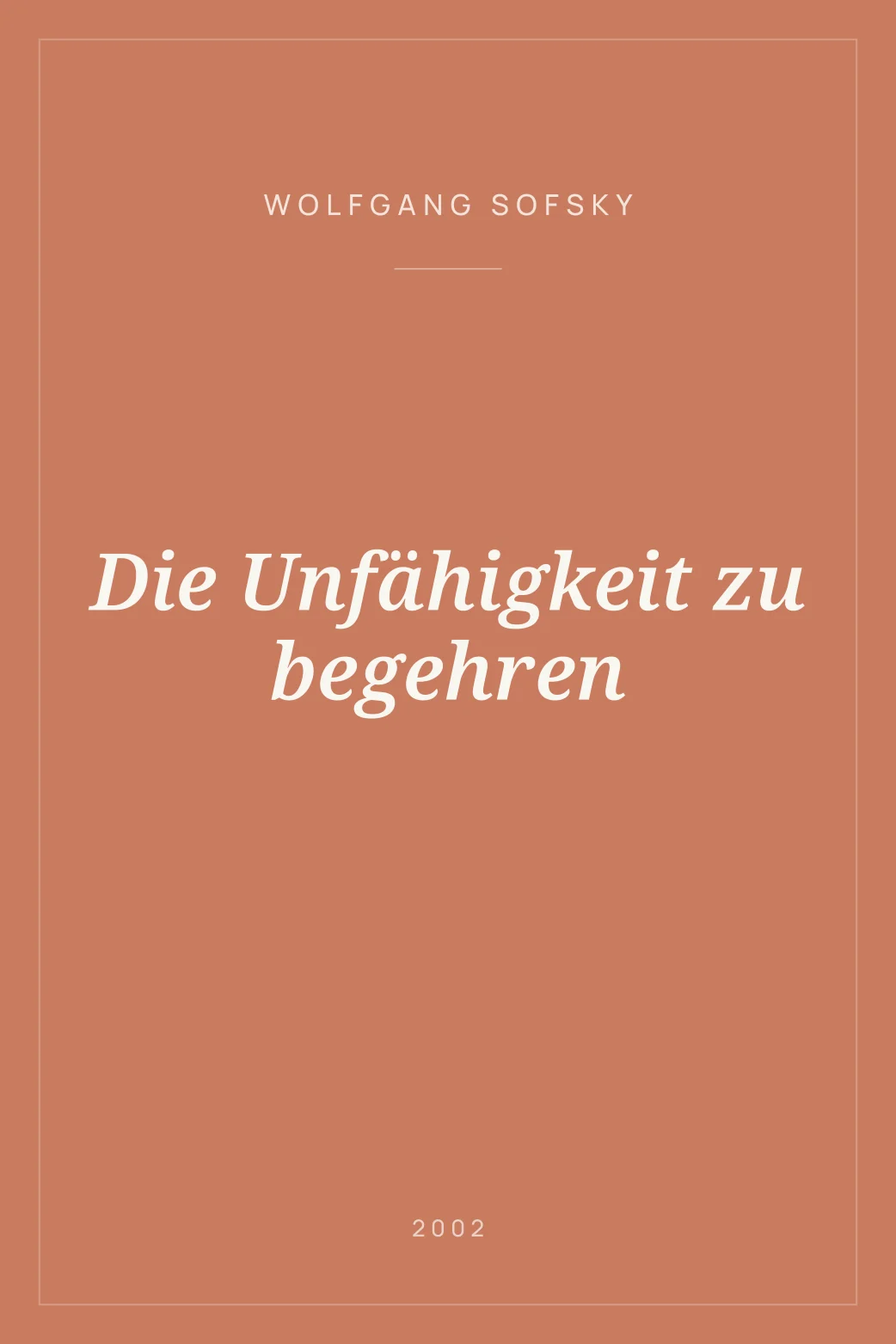 Portada de Die Unfähigkeit zu begehren