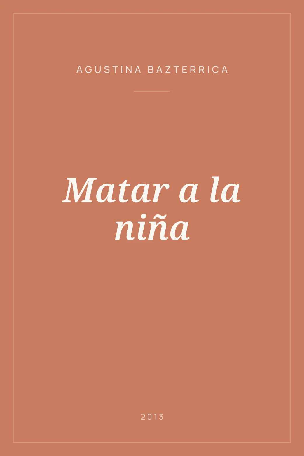 Portada de Matar a la niña