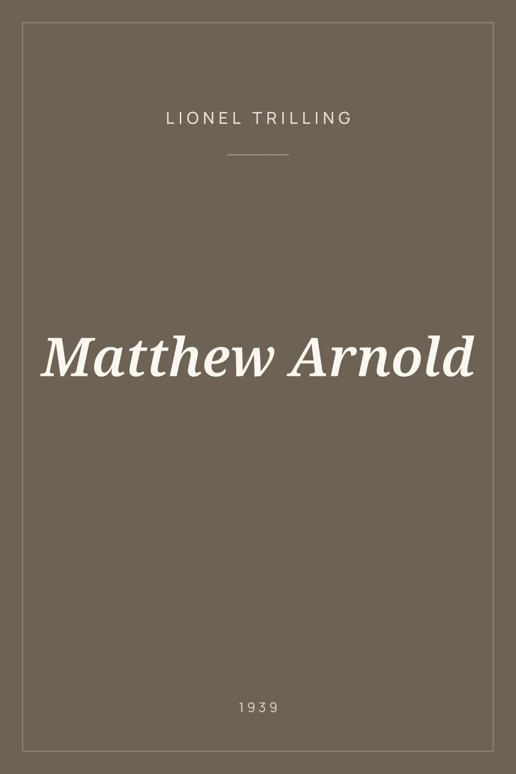 Portada de Matthew Arnold