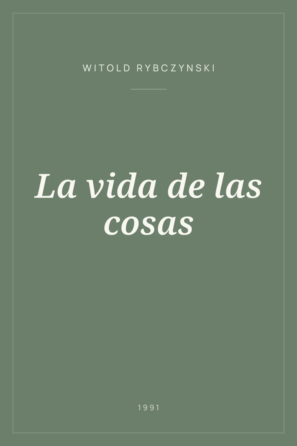 Portada de La vida de las cosas