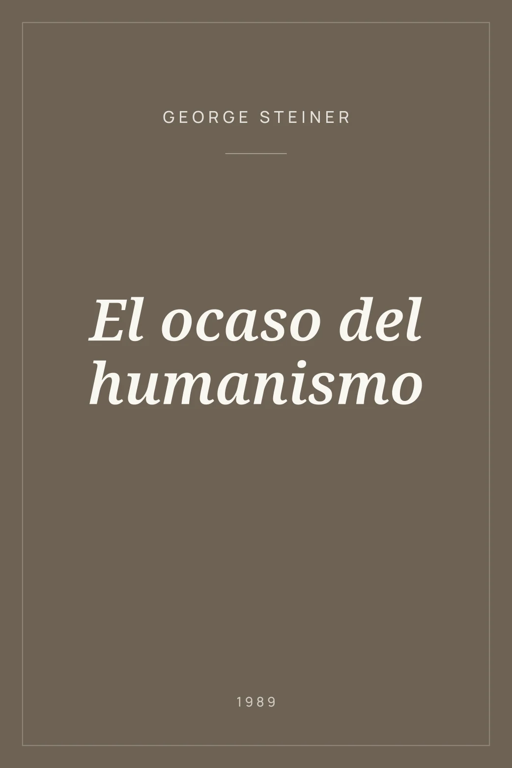 Portada de El ocaso del humanismo