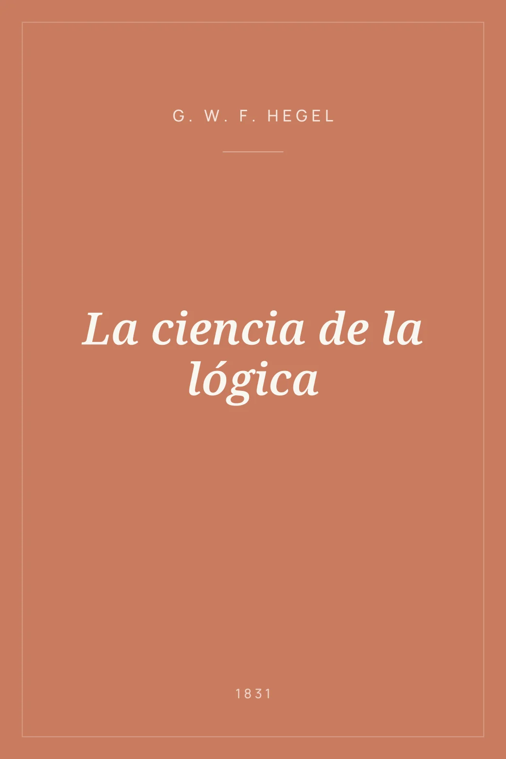 Portada de La ciencia de la lógica