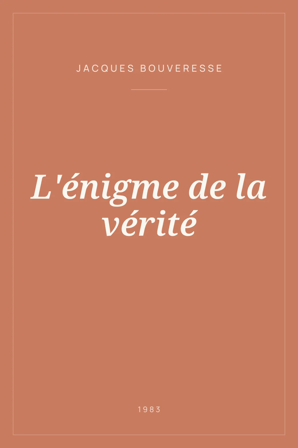 Portada de L'énigme de la vérité