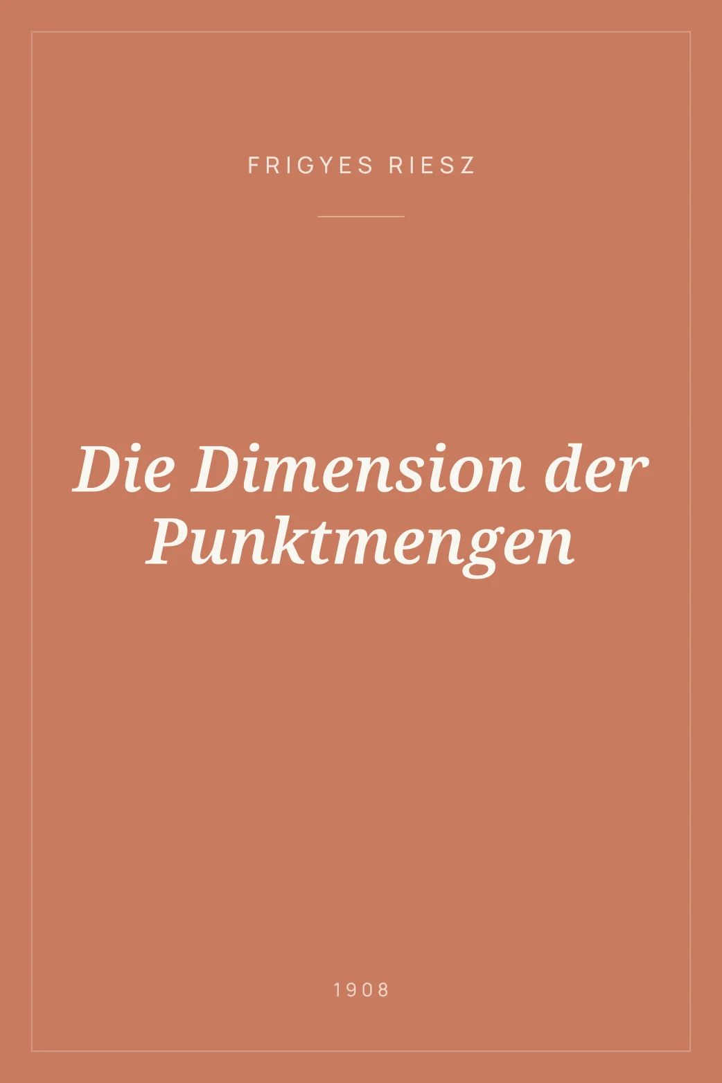 Portada de Die Dimension der Punktmengen