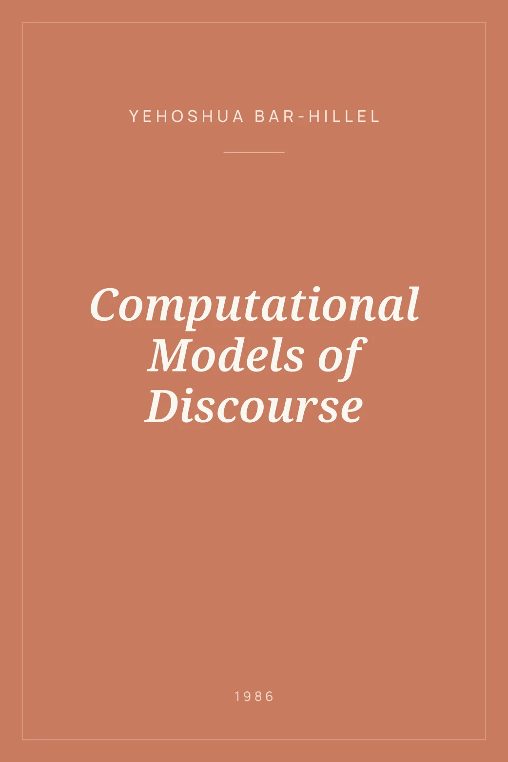 Portada de Computational Models of Discourse