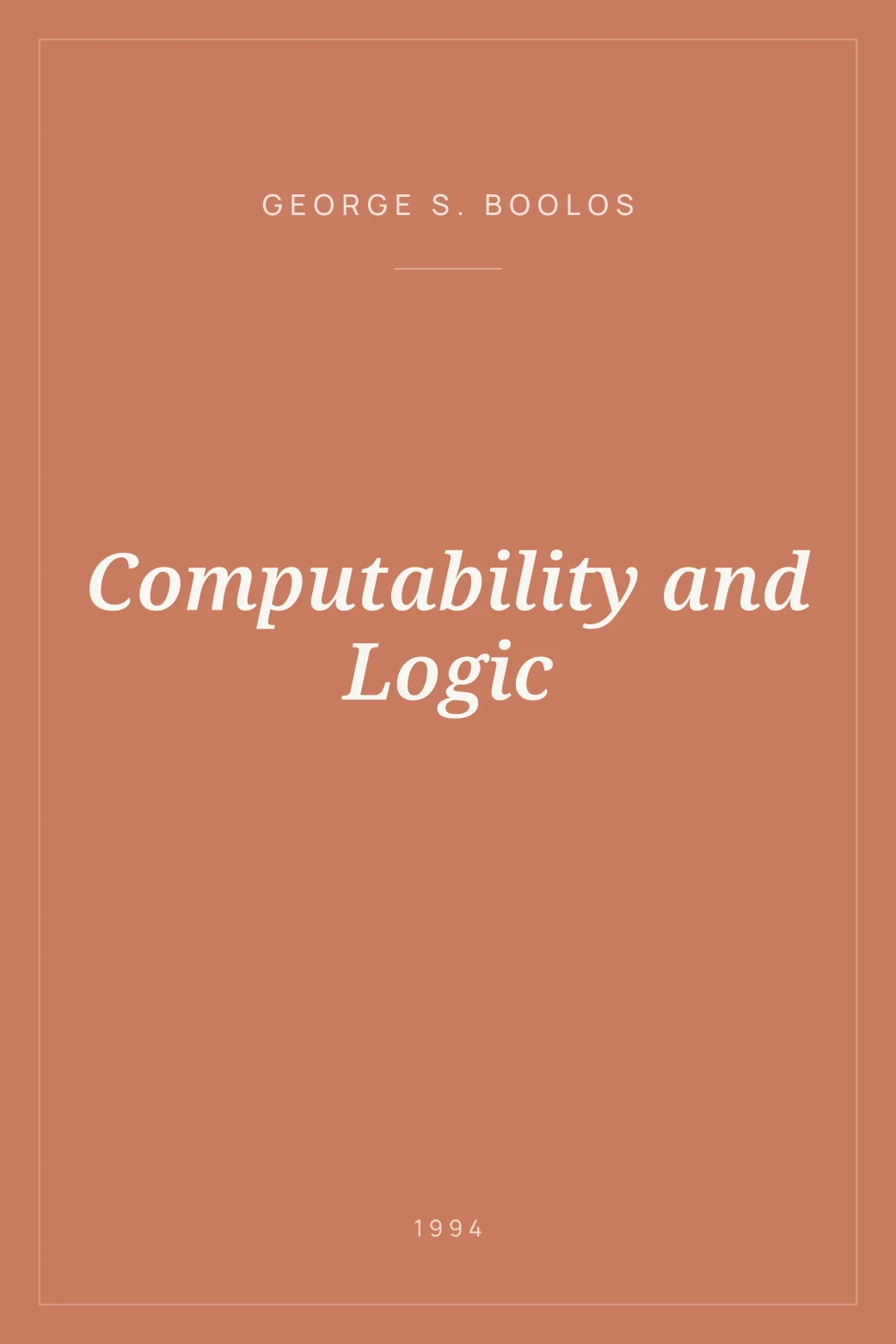 Portada de Computability and Logic