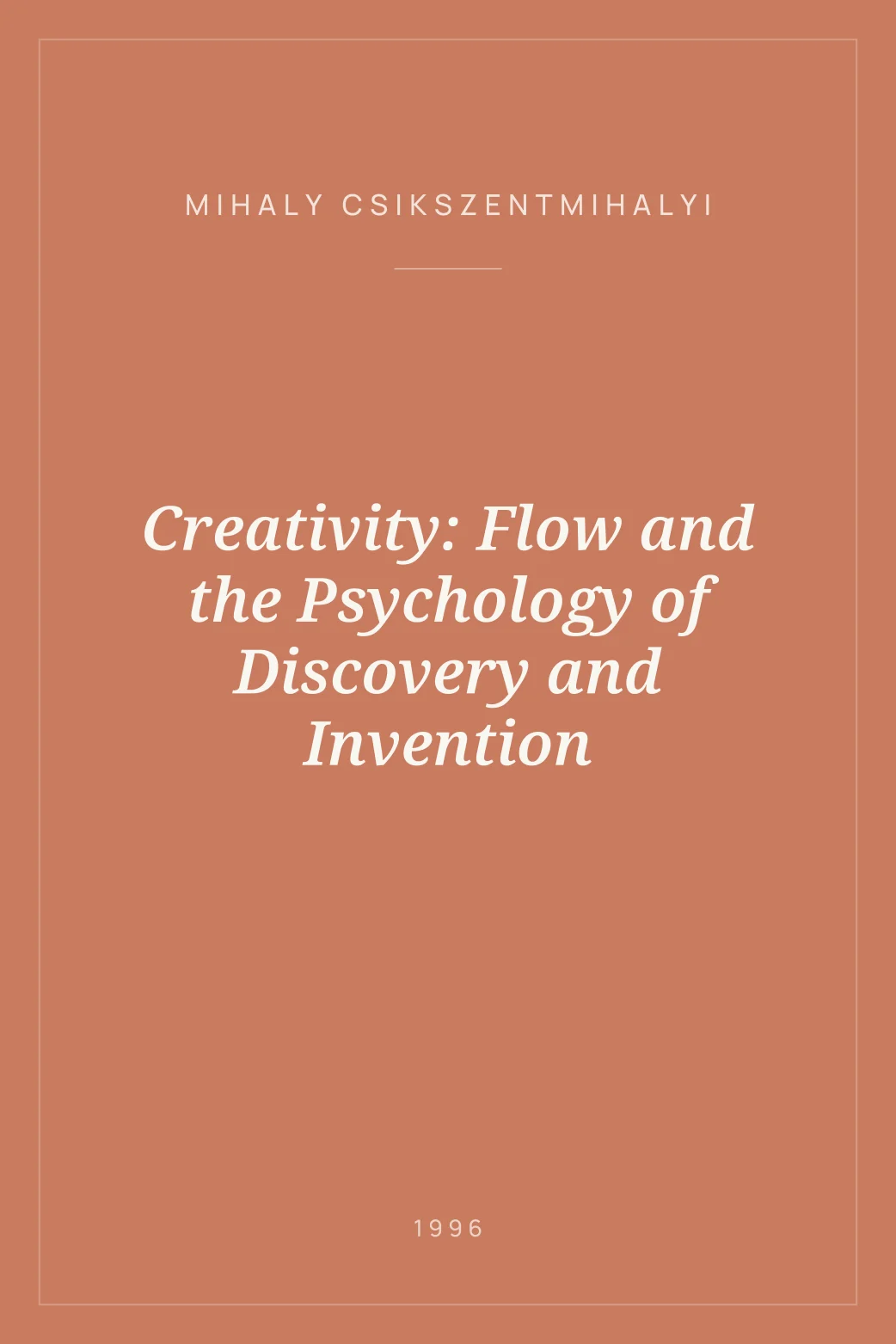 Portada de Creativity: Flow and the Psychology of Discovery and Invention