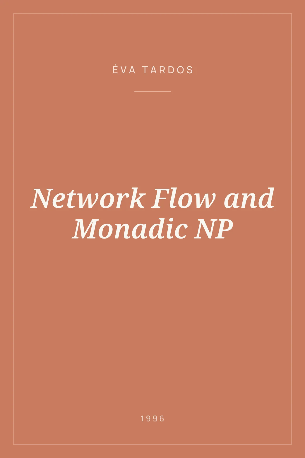 Portada de Network Flow and Monadic NP