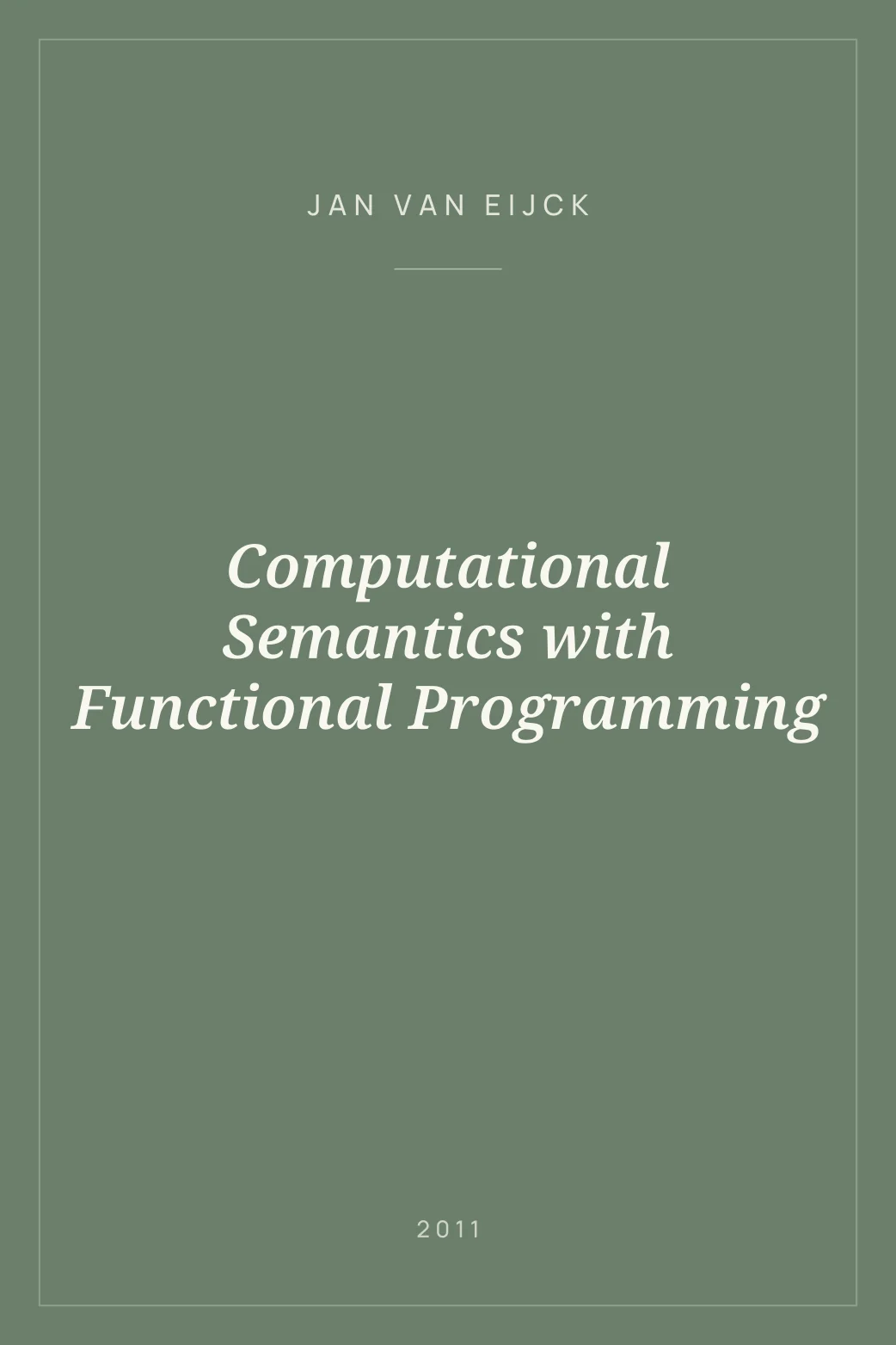 Portada de Computational Semantics with Functional Programming