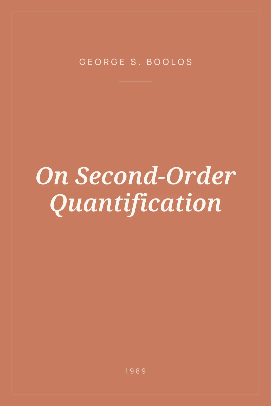 Portada de On Second-Order Quantification