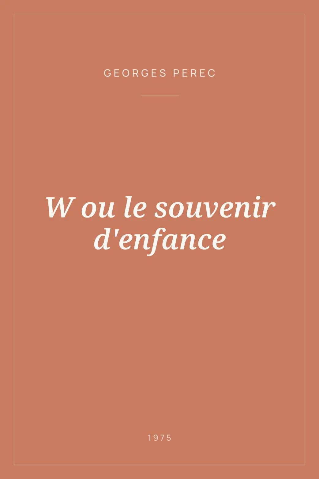 Portada de W ou le souvenir d'enfance