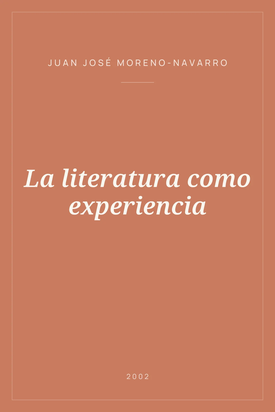 Portada de La literatura como experiencia