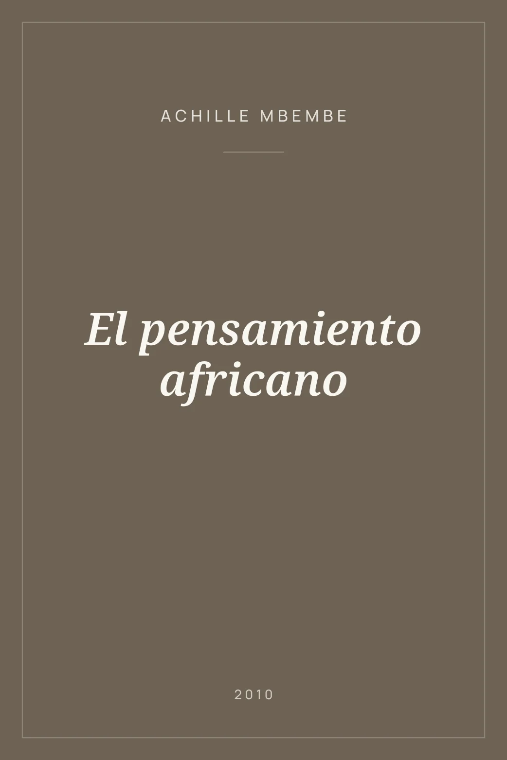 Portada de El pensamiento africano