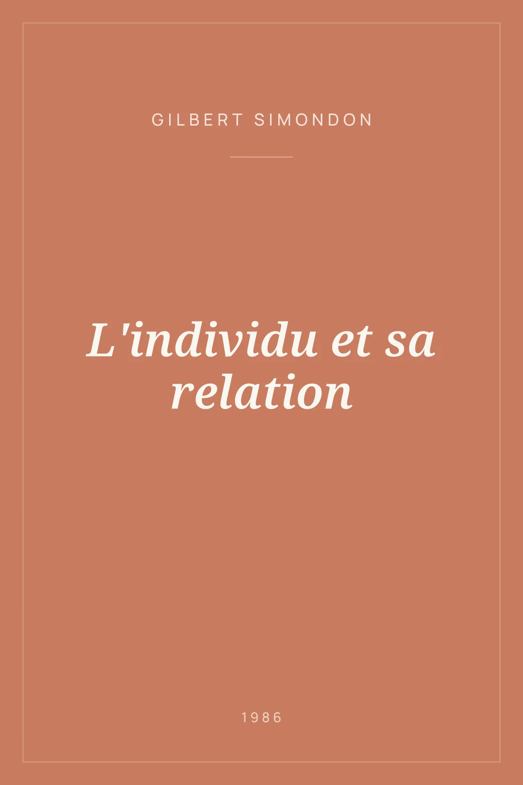 Portada de L'individu et sa relation