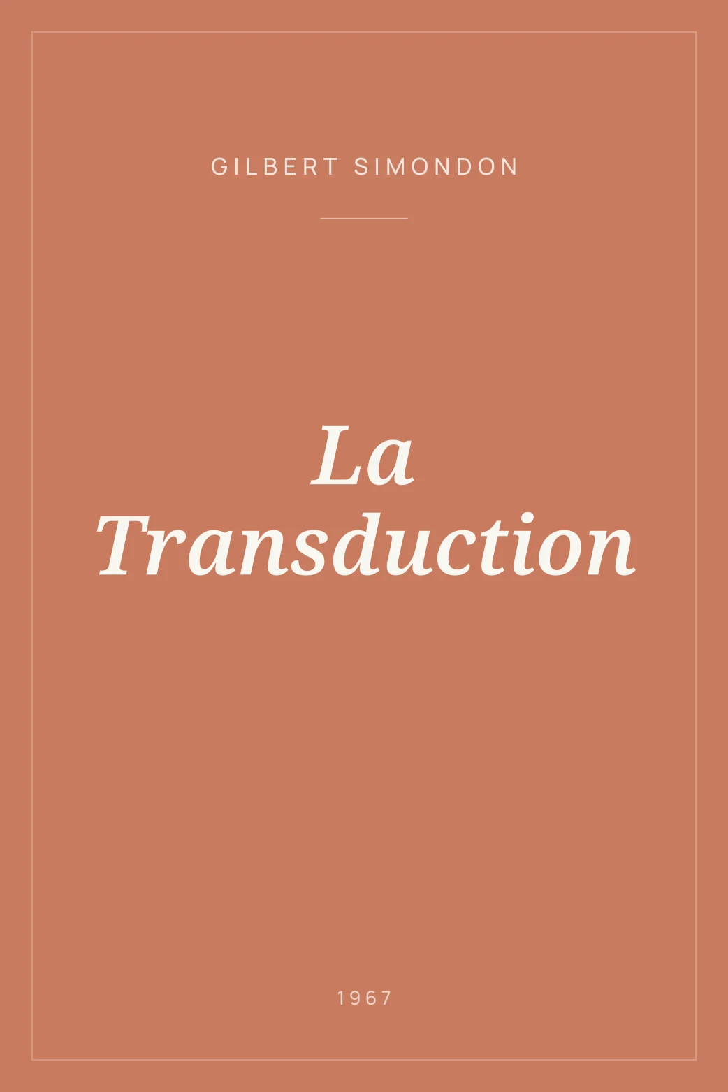Portada de La Transduction